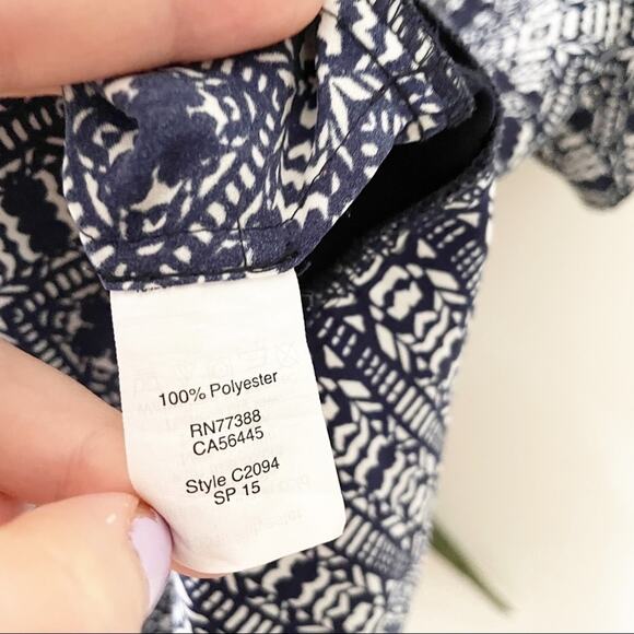 J.crew Printed Split Hem Top Blouse white blue XS - Picture 5 of 7